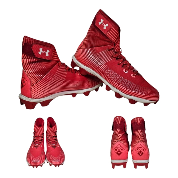 Under Armour Mens UA Highlight Franchise Football Cleats 3023718-601 Size 12 RED - Picture 1 of 11